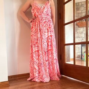 Pink Patterned Maxi Skirt